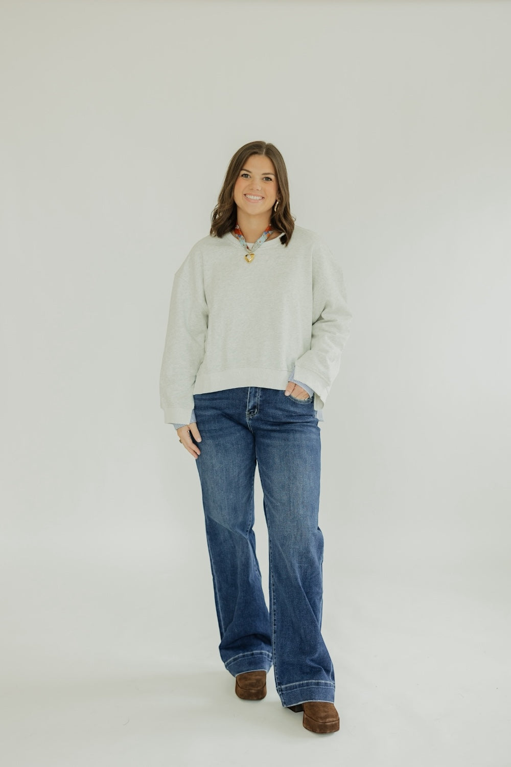 Sadie Mixed Media Sweatshirt Top