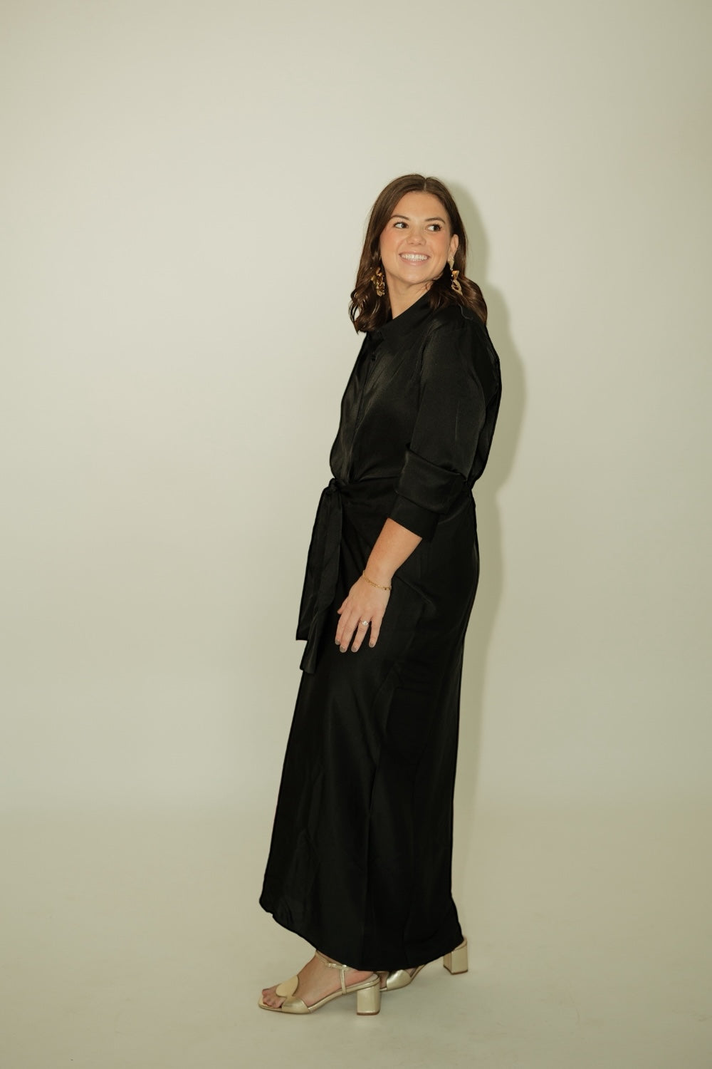 Holiday Black Wrap Front Dress (XS-XL)
