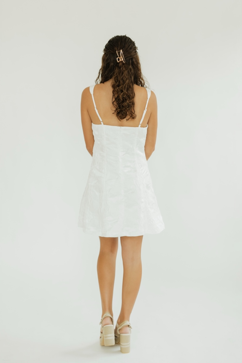 Taryn Textured White Fit & Flare Mini Dress