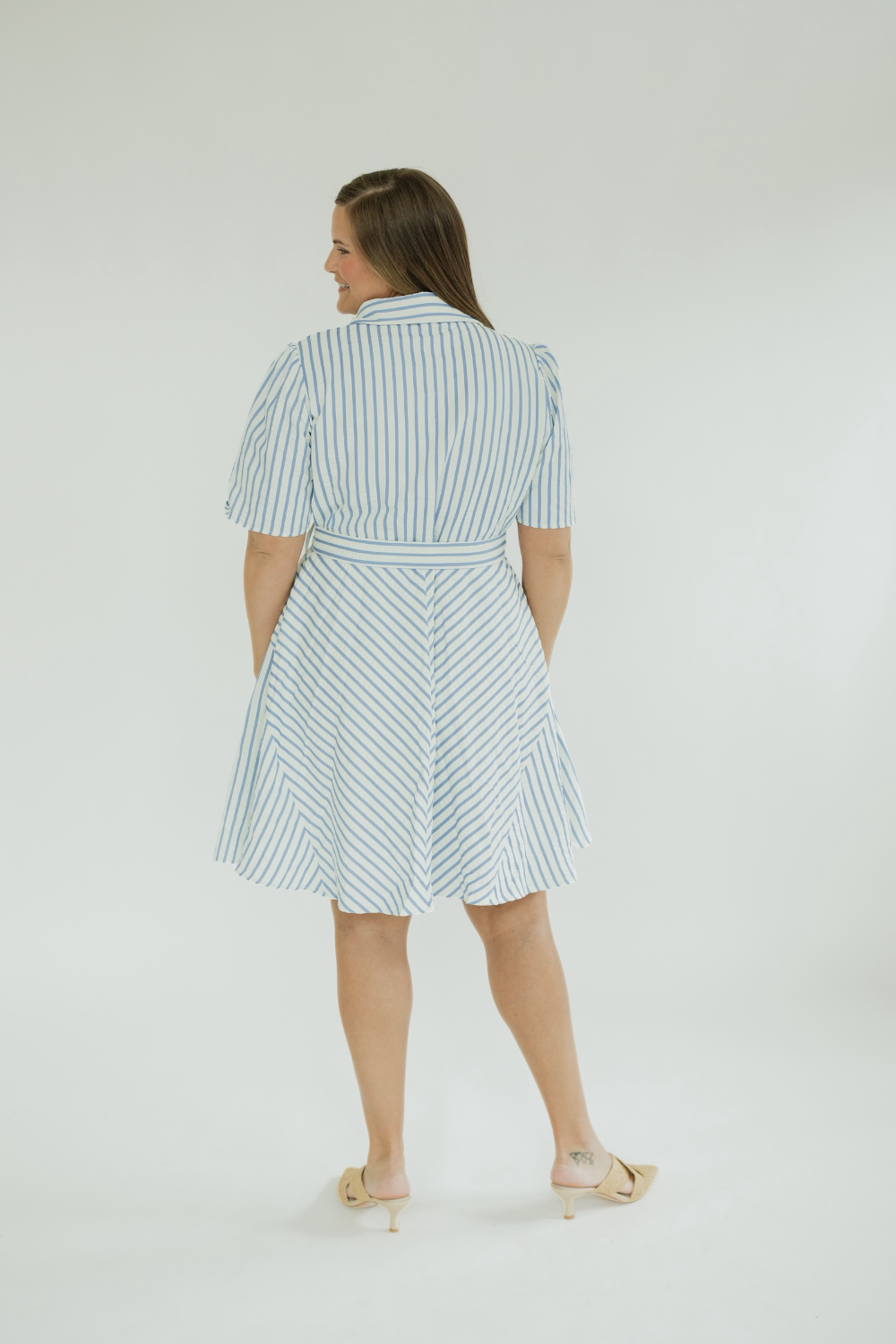 Barb Striped Button Down Mini Dress (S-2XL)