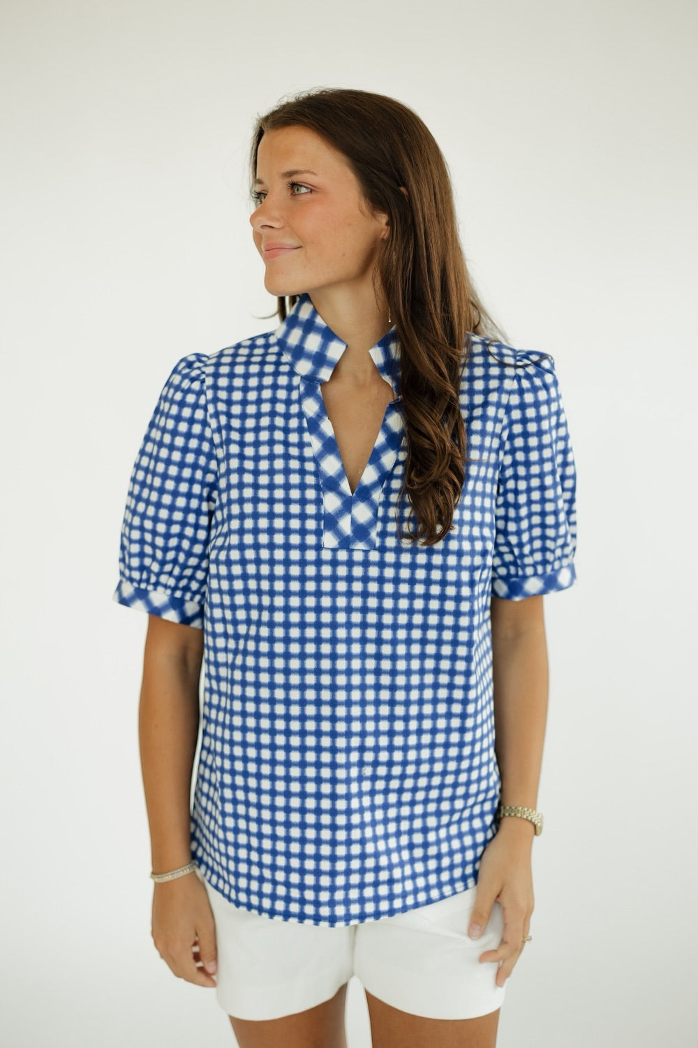 Tricia Top in Blue Gingham