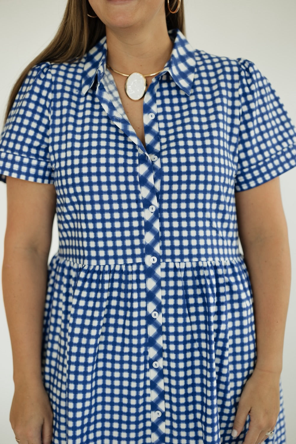 The Jema Dress in Navy Gingham
