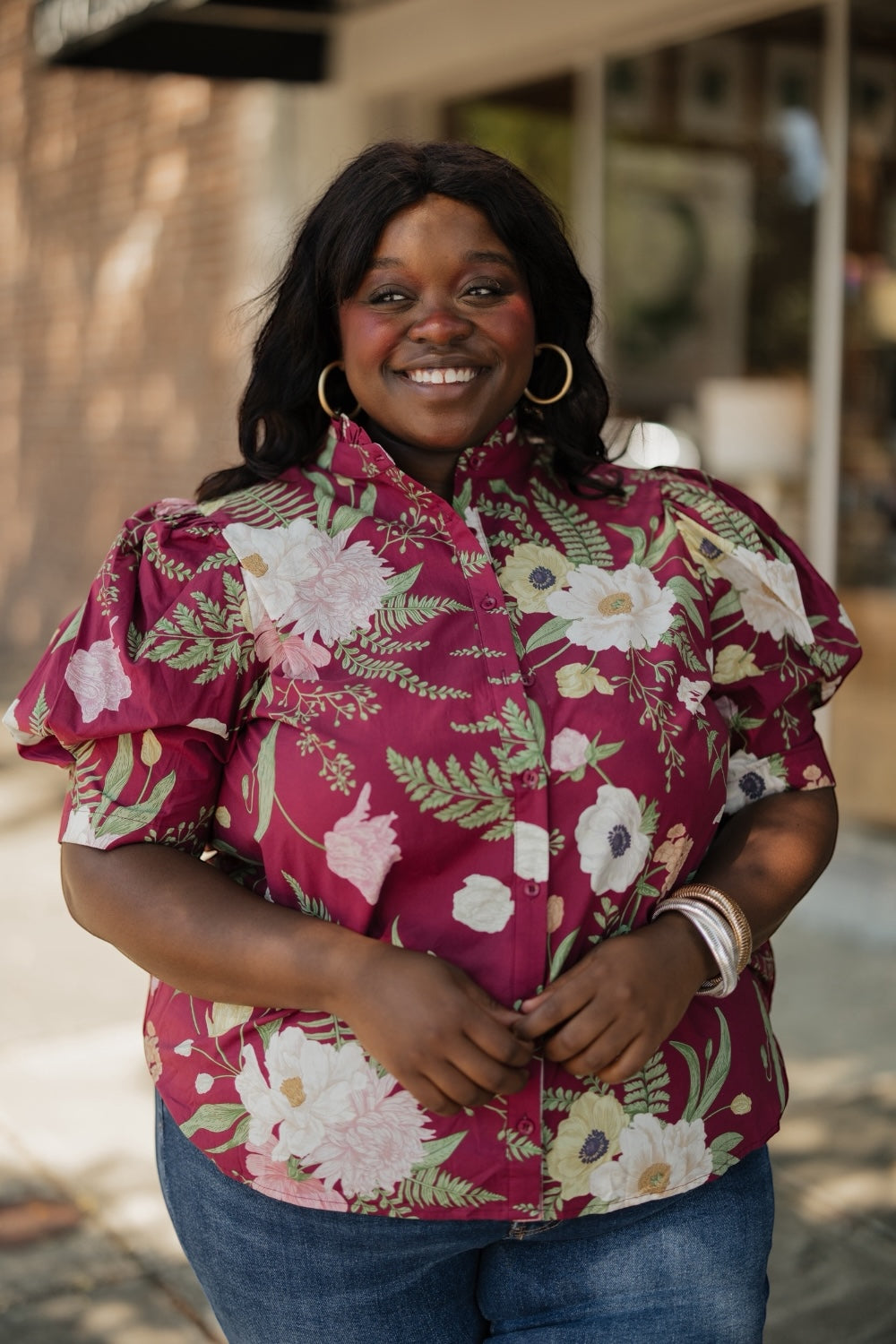 Merlot Floral Button Down (S-2XL)