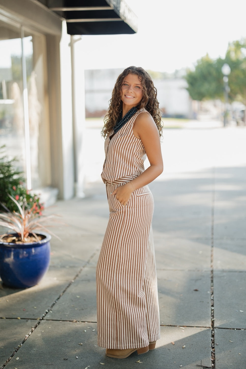 Stella Mocha Striped Wide Leg Pant