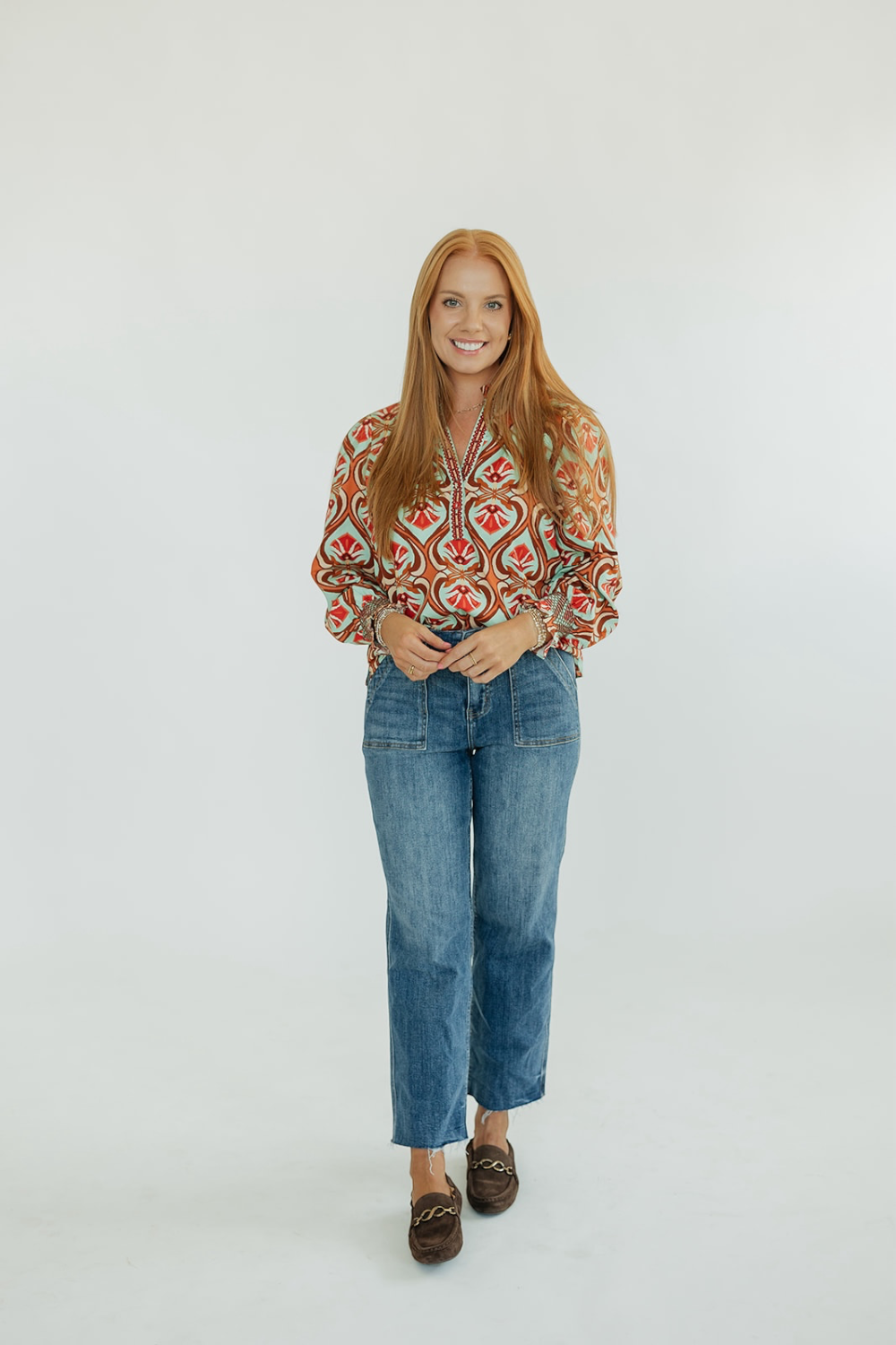 Ashley Geo Mint Blouse (XS-XL)