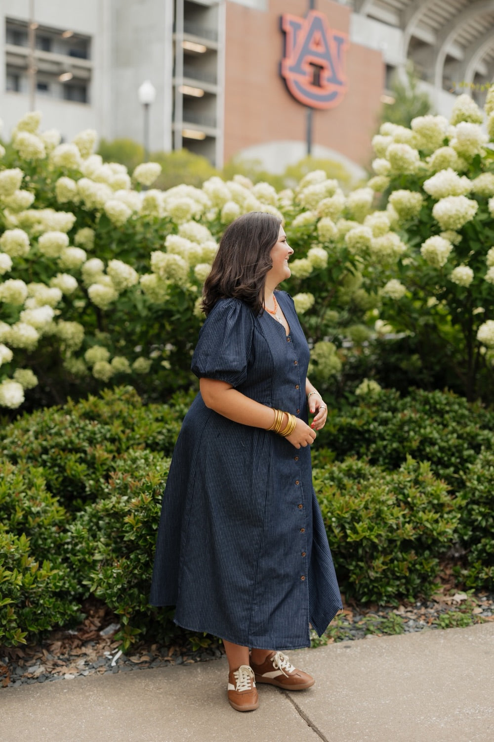 Clara Pinstripe Denim Button Up Dress