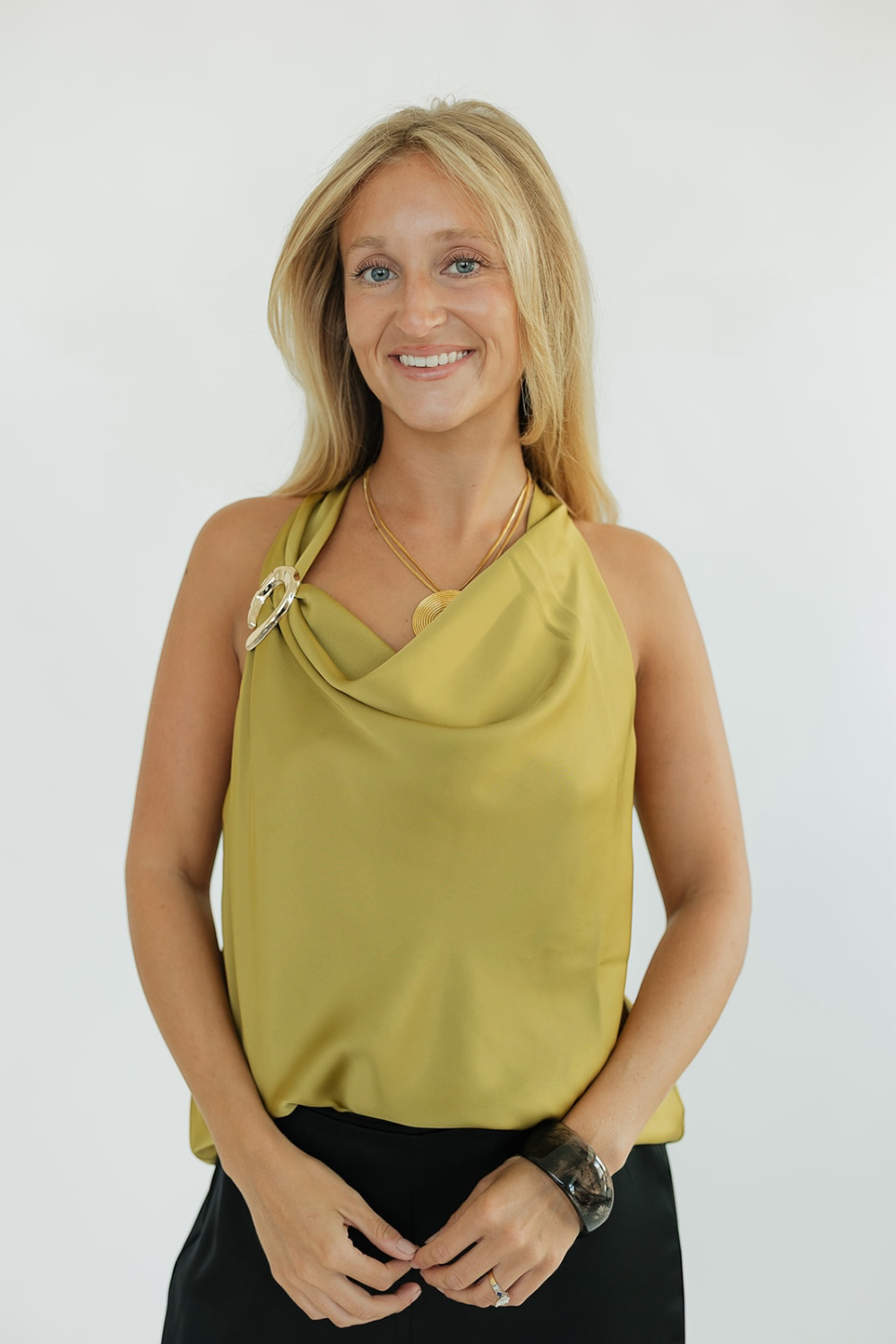 Hannah Chartreuse Satin Halter Top (XS-XL)