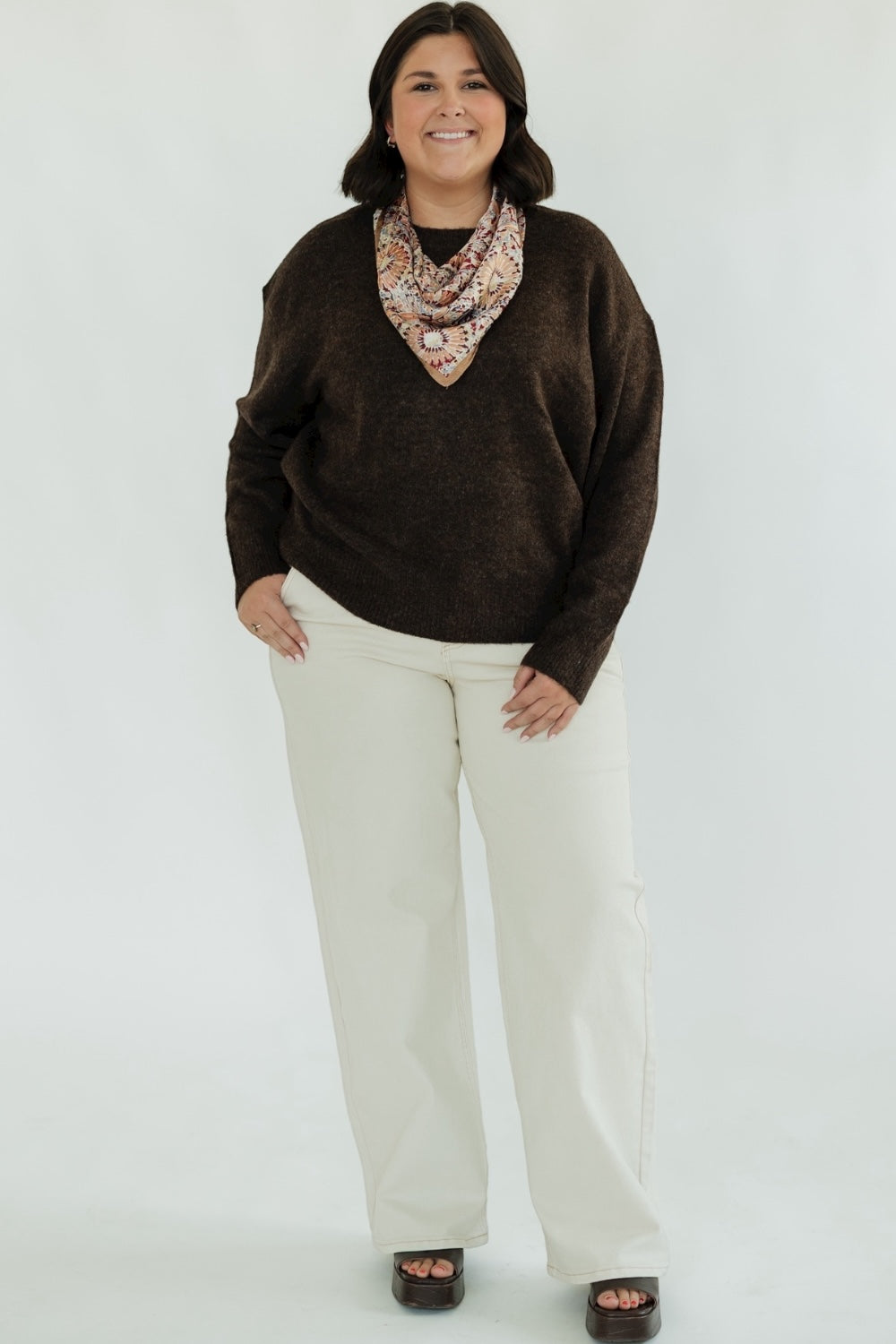 Chocolate Brown Crew Neck Sweater