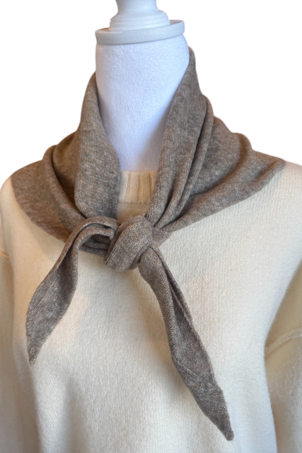 Taupe Knit Triangle Scarf