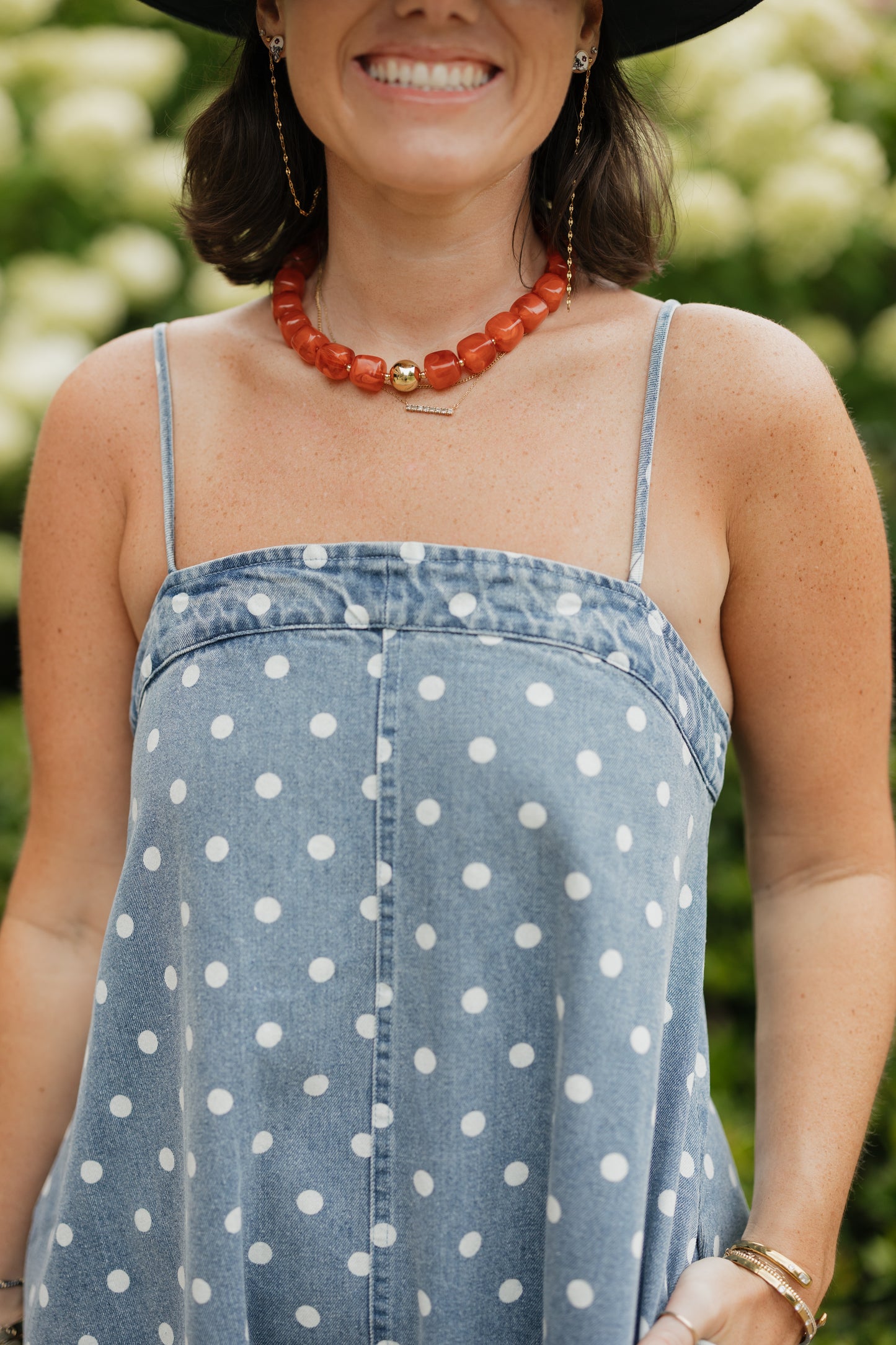 Darcy Denim Polka Dot A-Line Dress