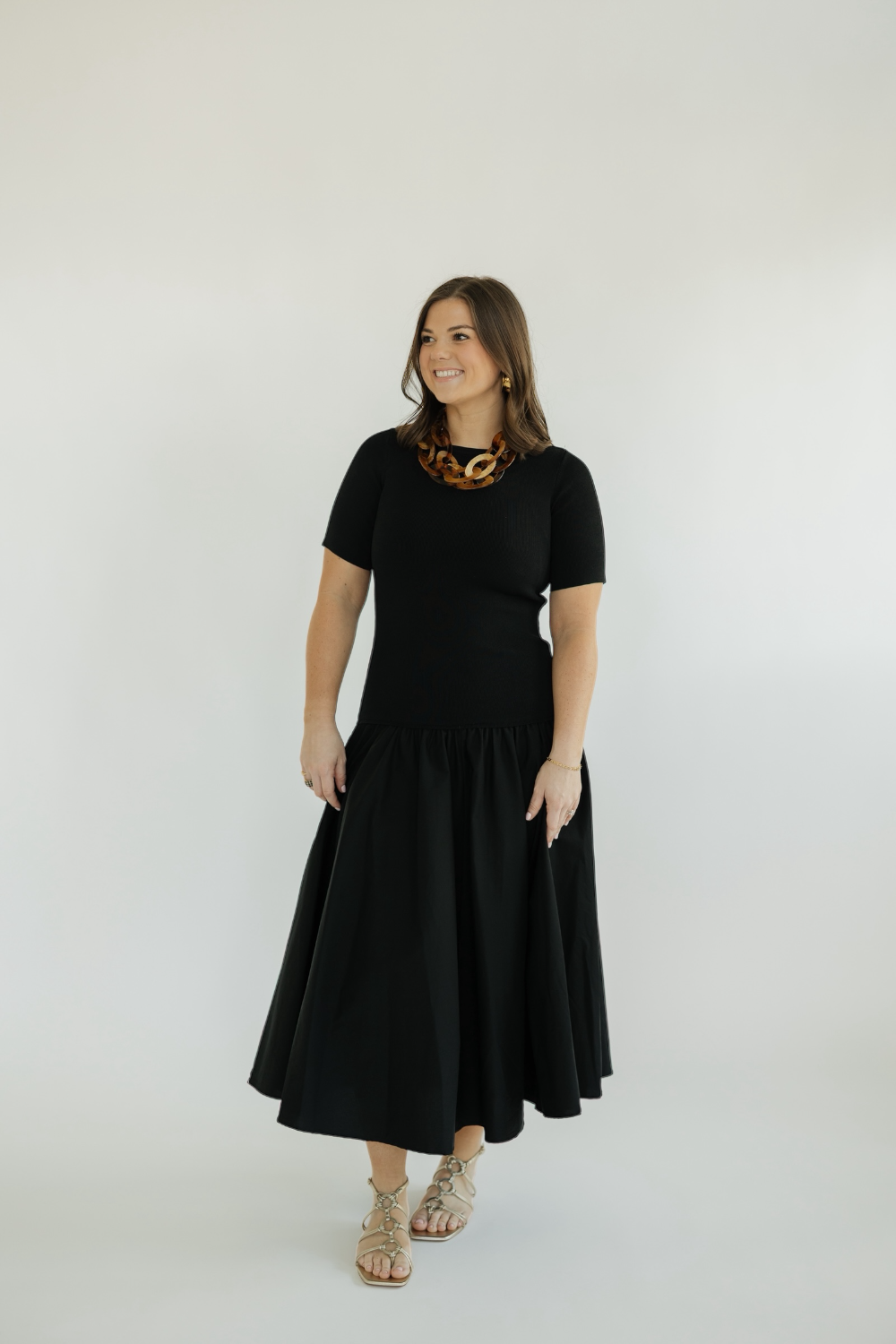 Delilah Black Mixed Media Dress