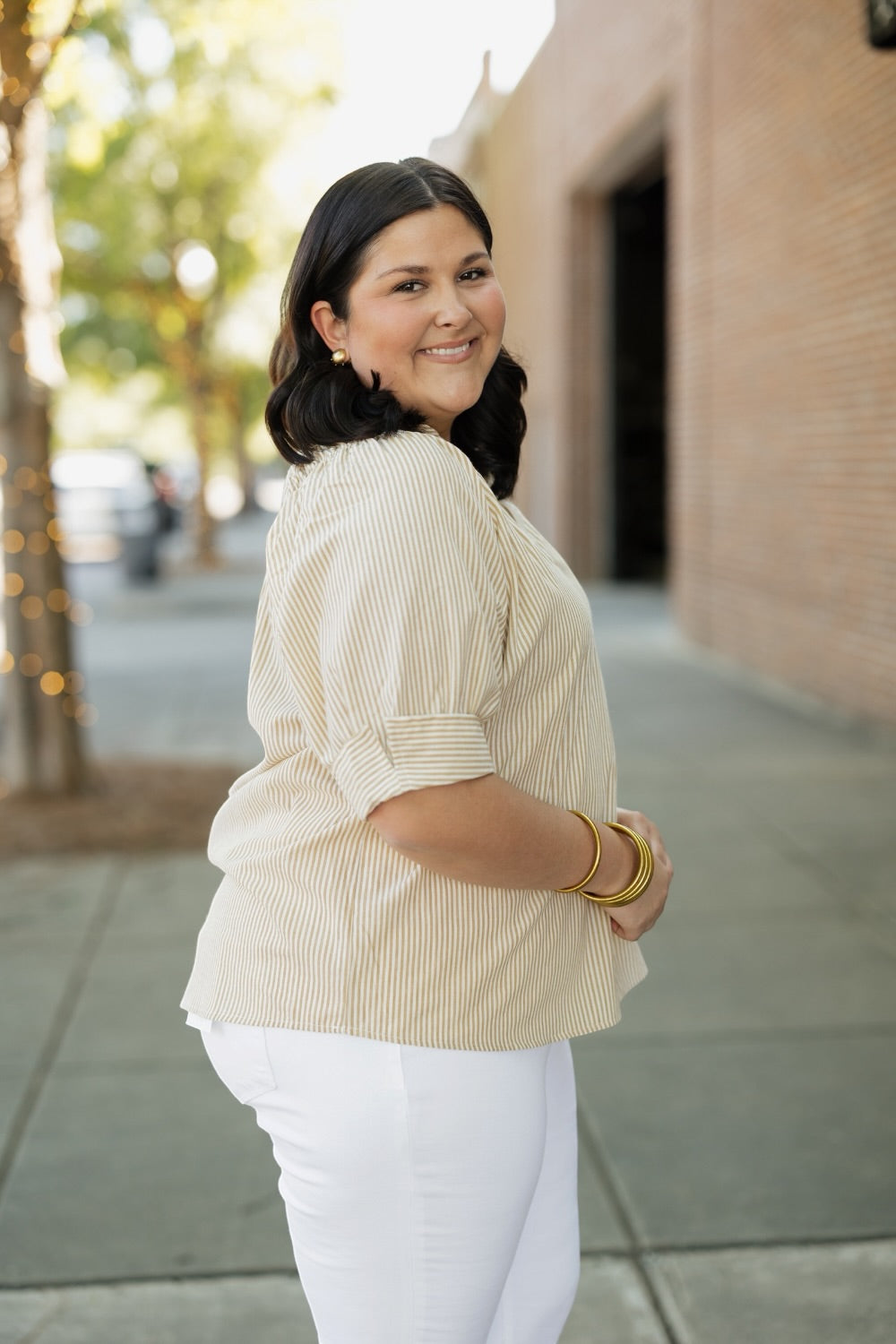 Isla Dijon Stripe Blouse