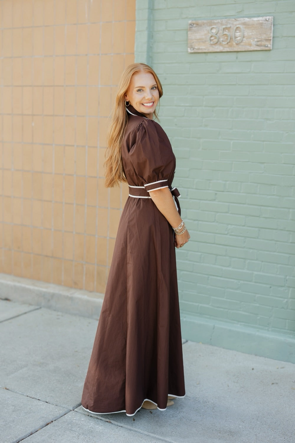 Montana Brown Poplin Midi Dress