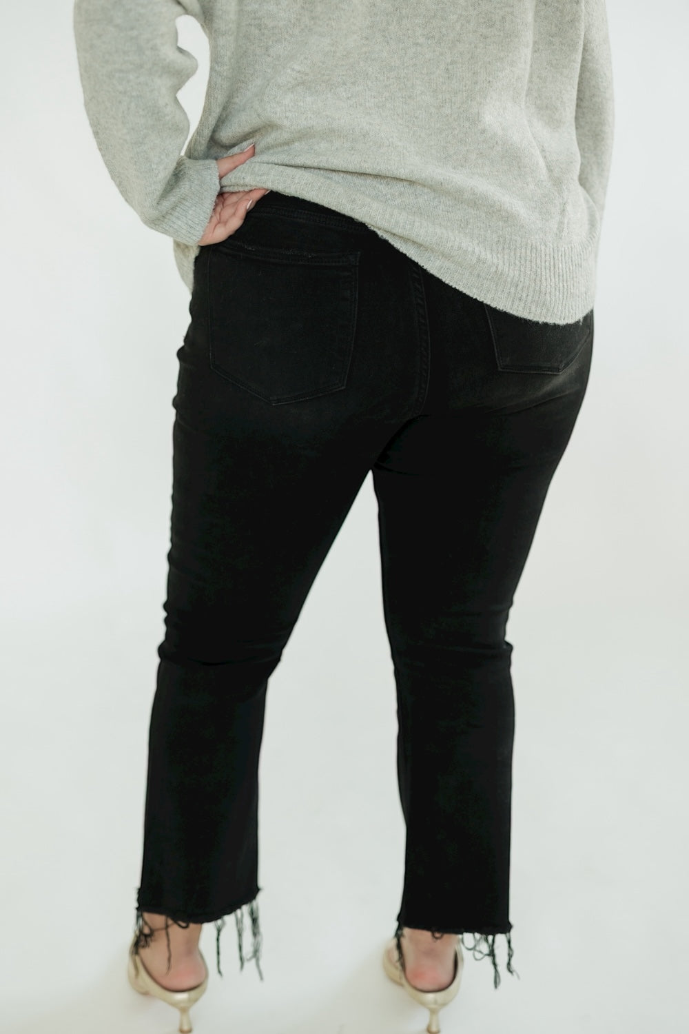Black Mid Rise Crop Flare Jeans (0-22)