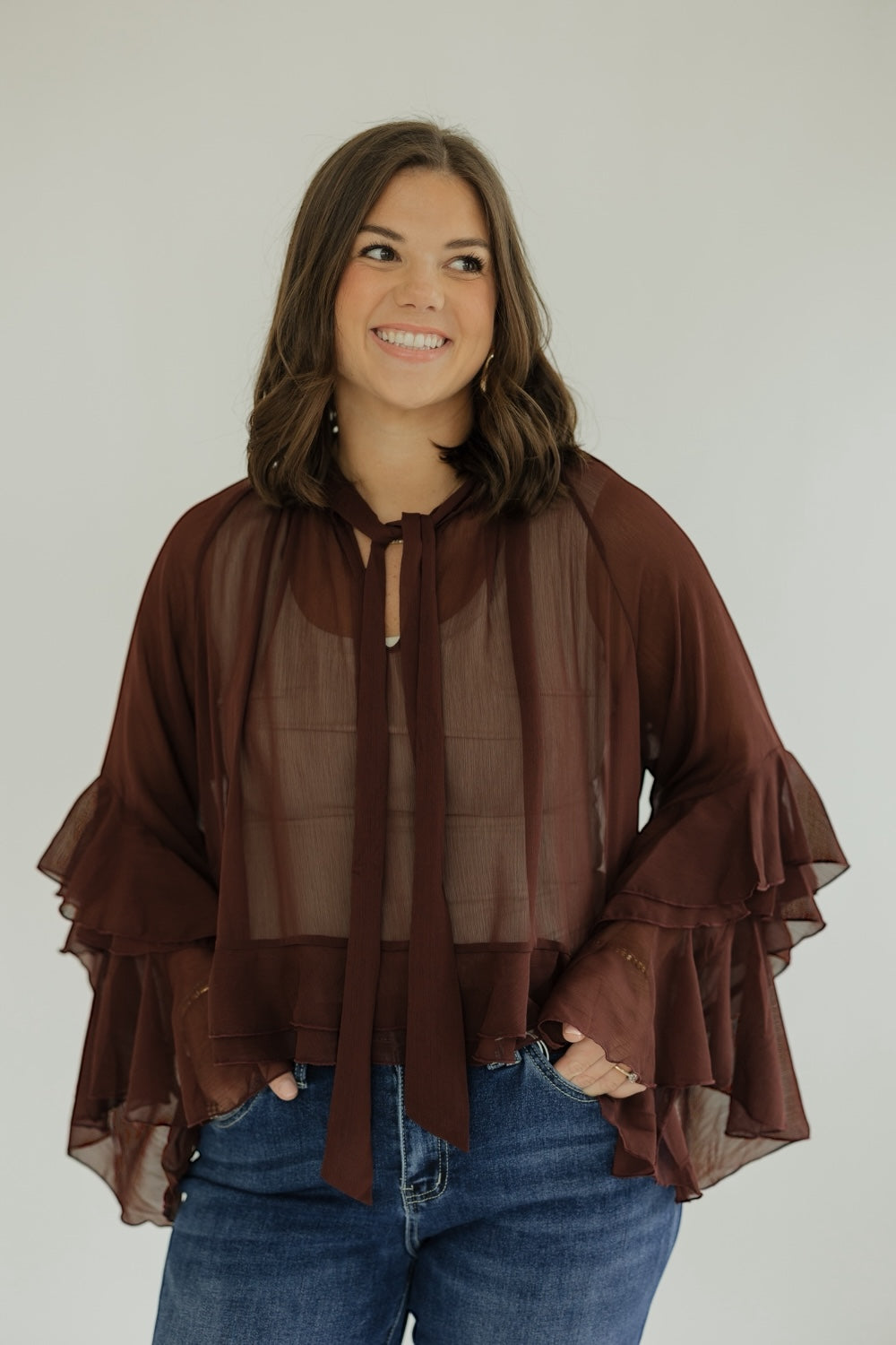 Kyle Burgundy Ruffle Top