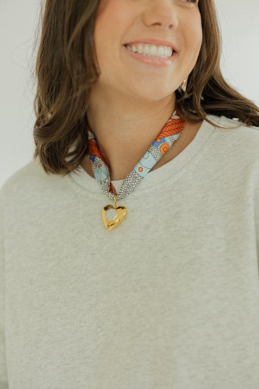 Orange Twilly Necklace with Heart Pendant