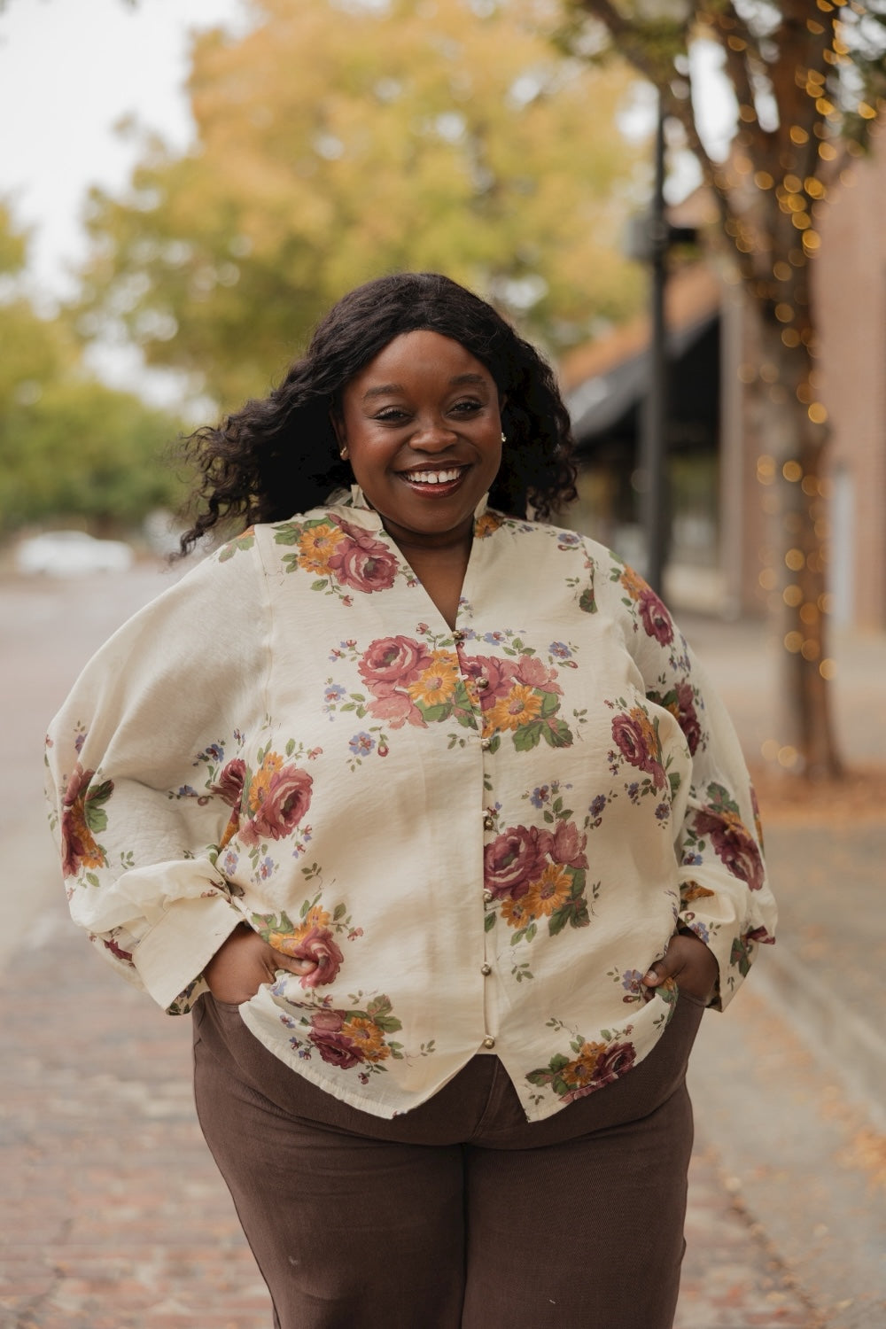Merlot Floral Ruffle Collar Top (S-2XL)