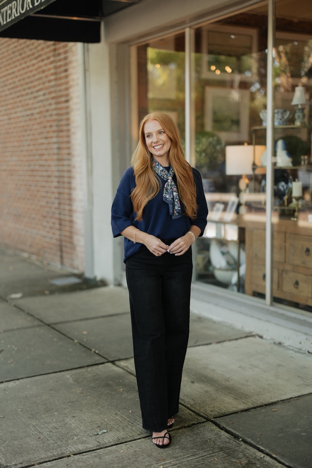 Navy Oversized Short Sleeve Knit Sweater