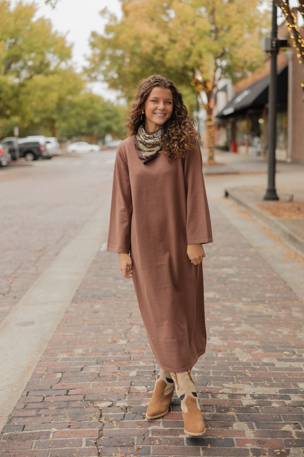 Brennan Chocolate Brown Sweater Dress