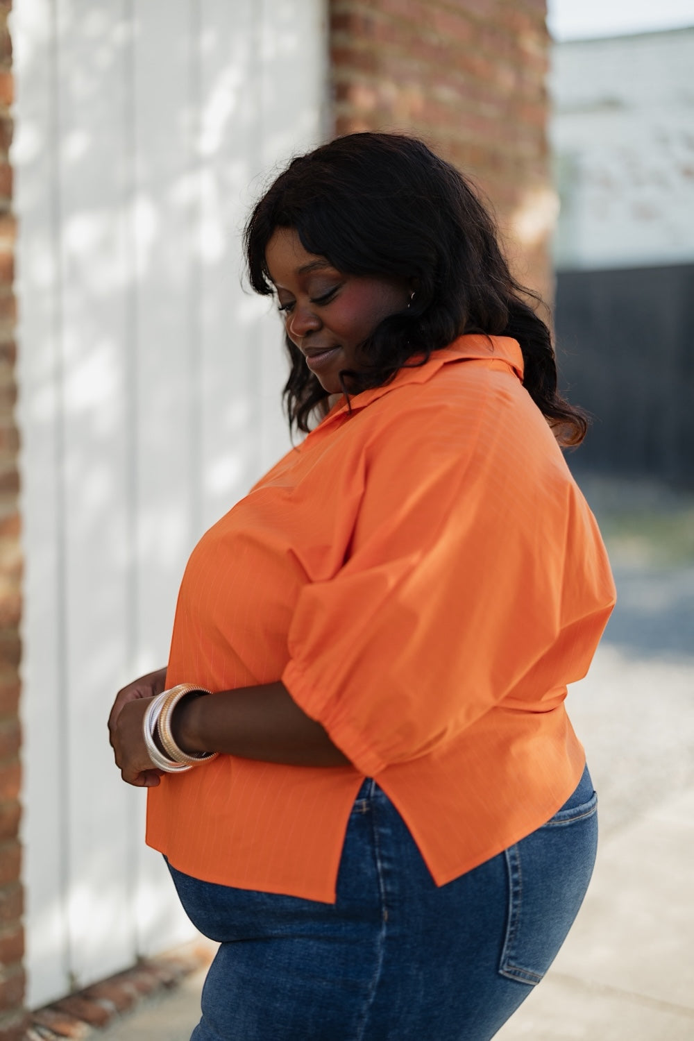 Sloan Orange Pinstripe Top (S-3XL)