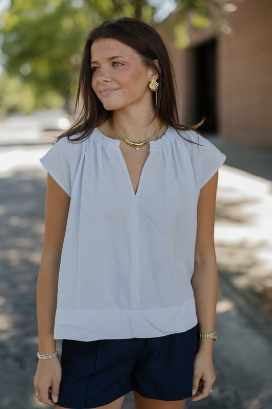 Vera Chambray V-neck Top