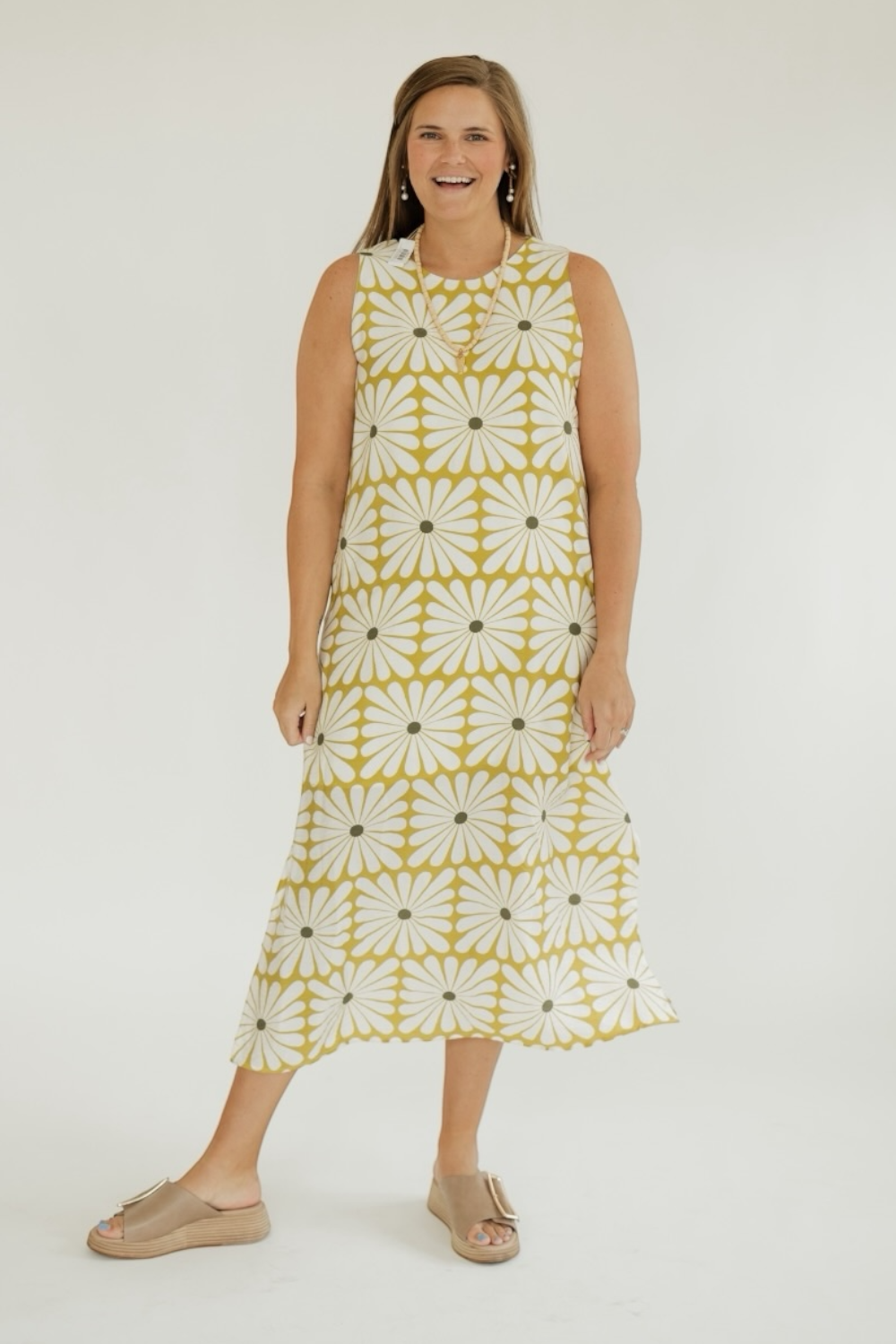 Chartreuse Flower Print Midi Dress Studio 3:19 Chartreuse Flower Print Midi Dress Studio 3:19