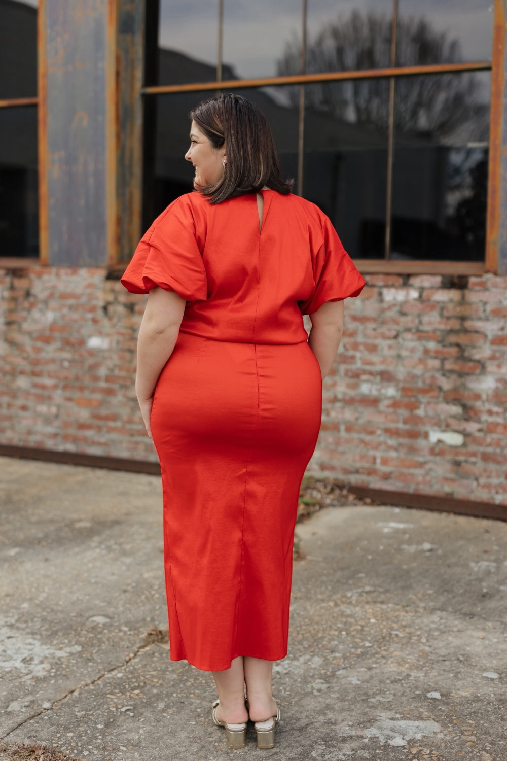 Camdyn Haute Red Taffeta Bubble Hem Top (S-3XL)