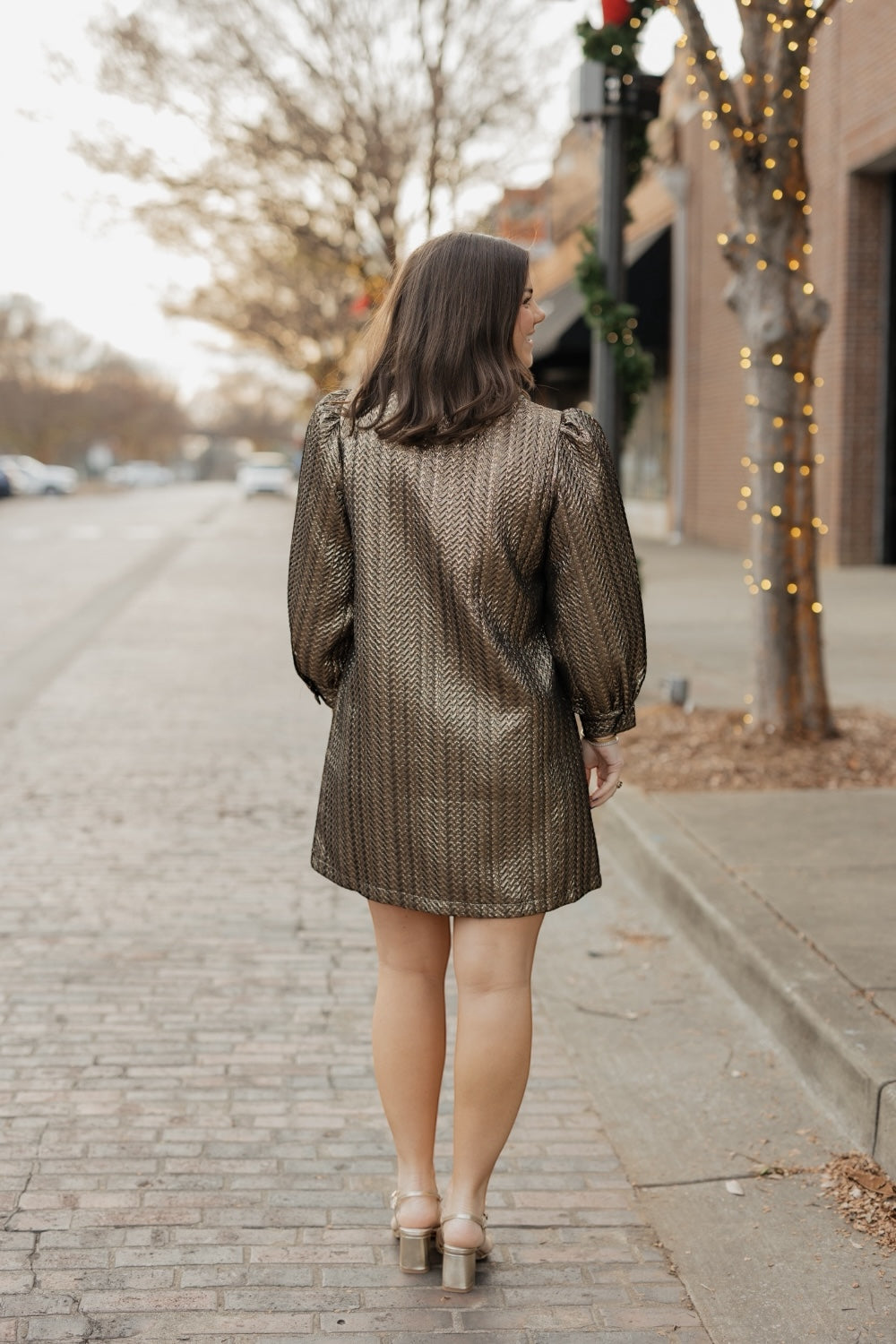 Maeve Gold Jacquard Mini Dress