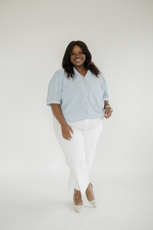 Rhi Striped V-neck Button Up Blouse