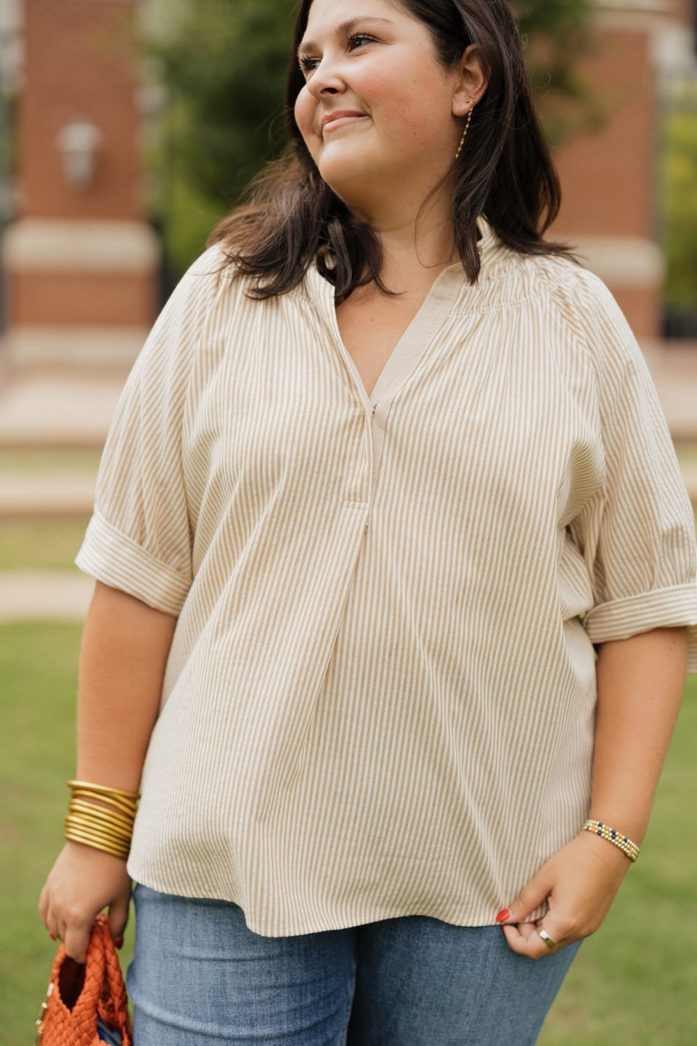 Isla Dijon Stripe Blouse