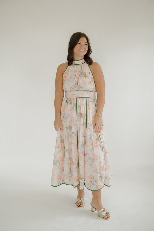 Betsy Halter Floral Midi Dress