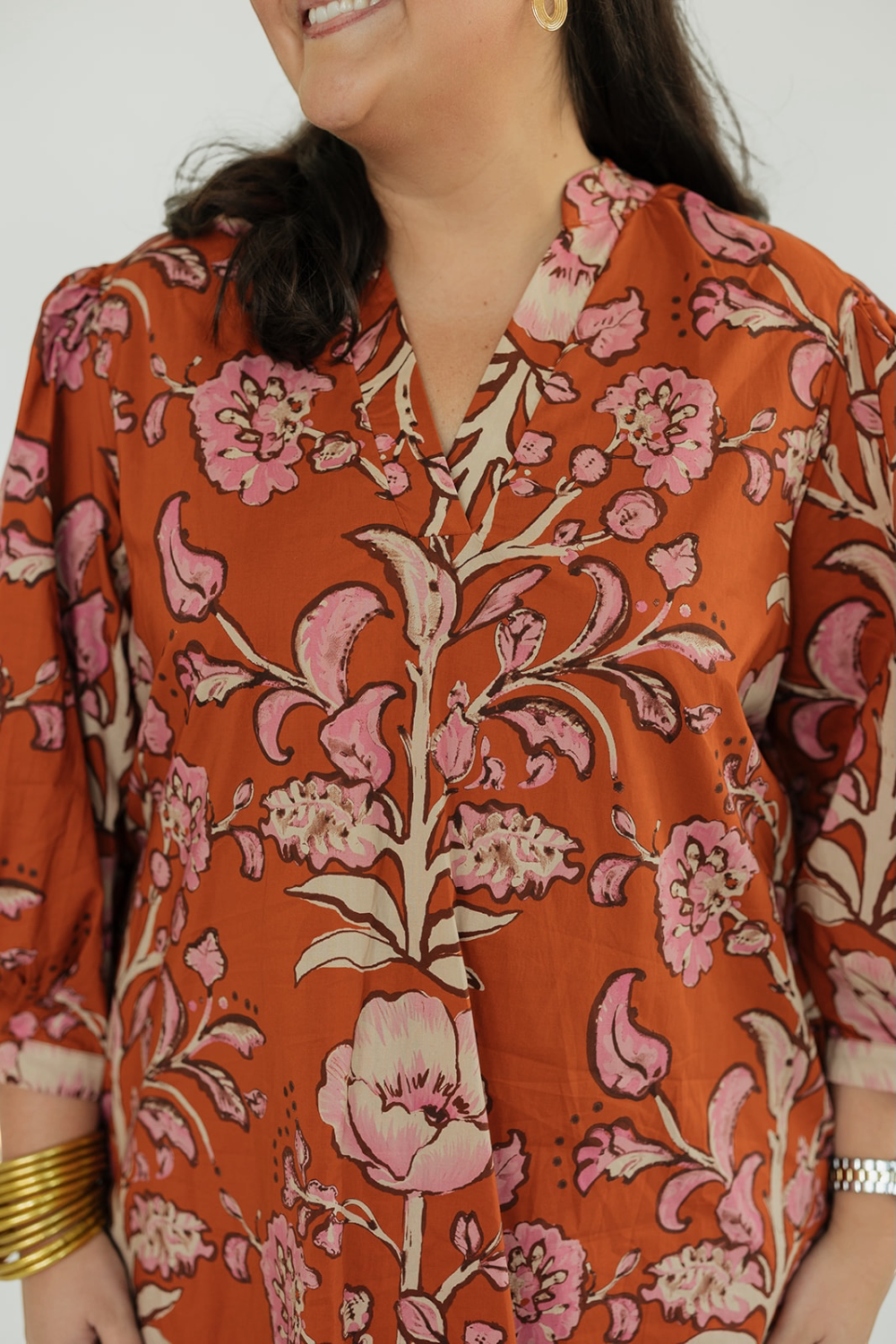 Fran Cinnamon Floral Mini Dress (S-2XL)
