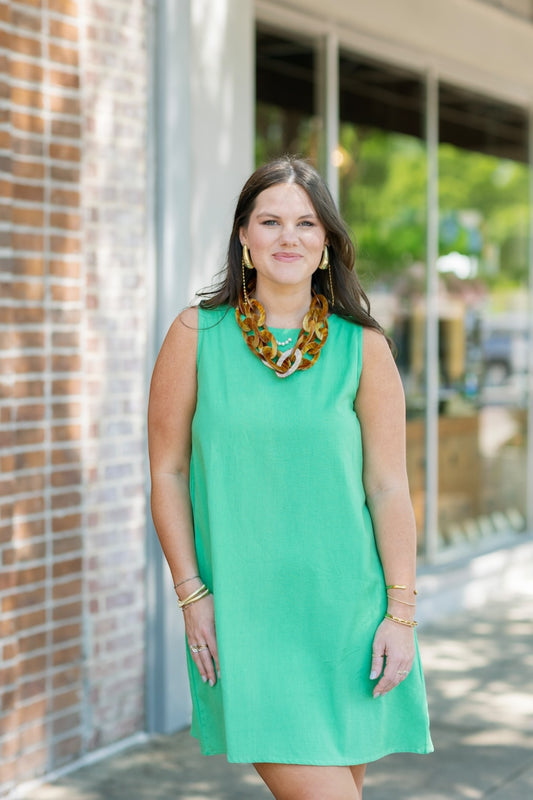 Kelly Green Cotton Dress (XS-XL)