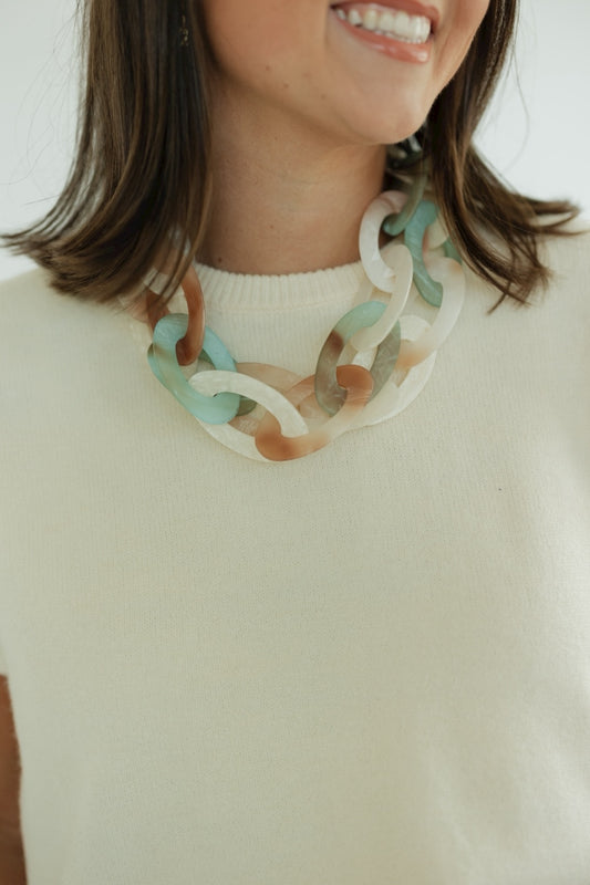 Sage Layered Oval Link Necklace