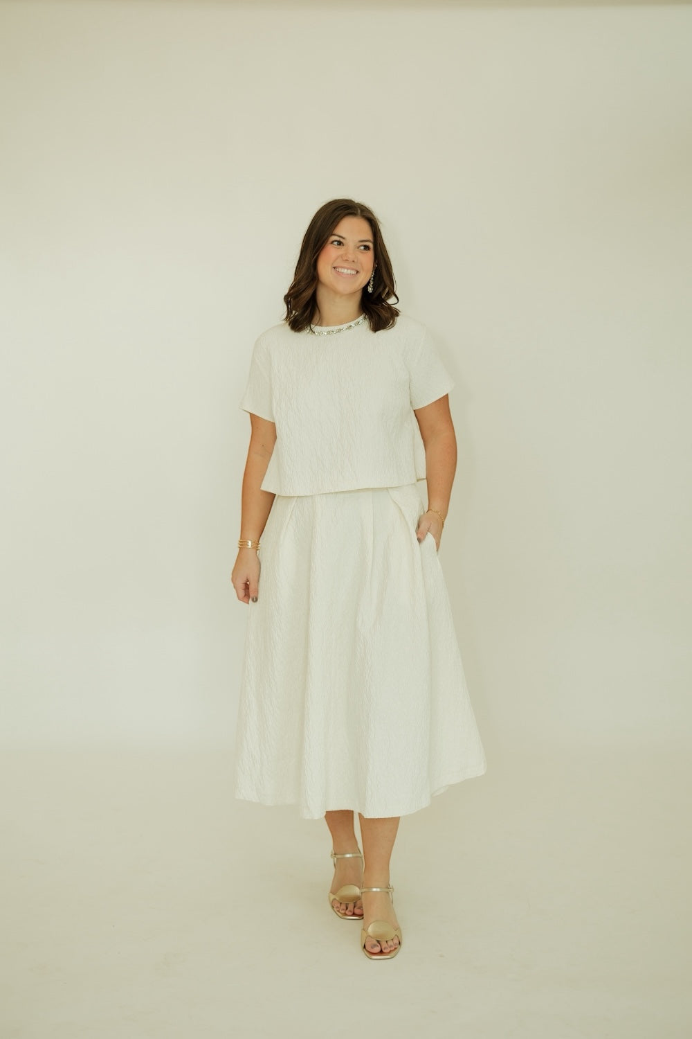 Joan Cream Midi Skirt