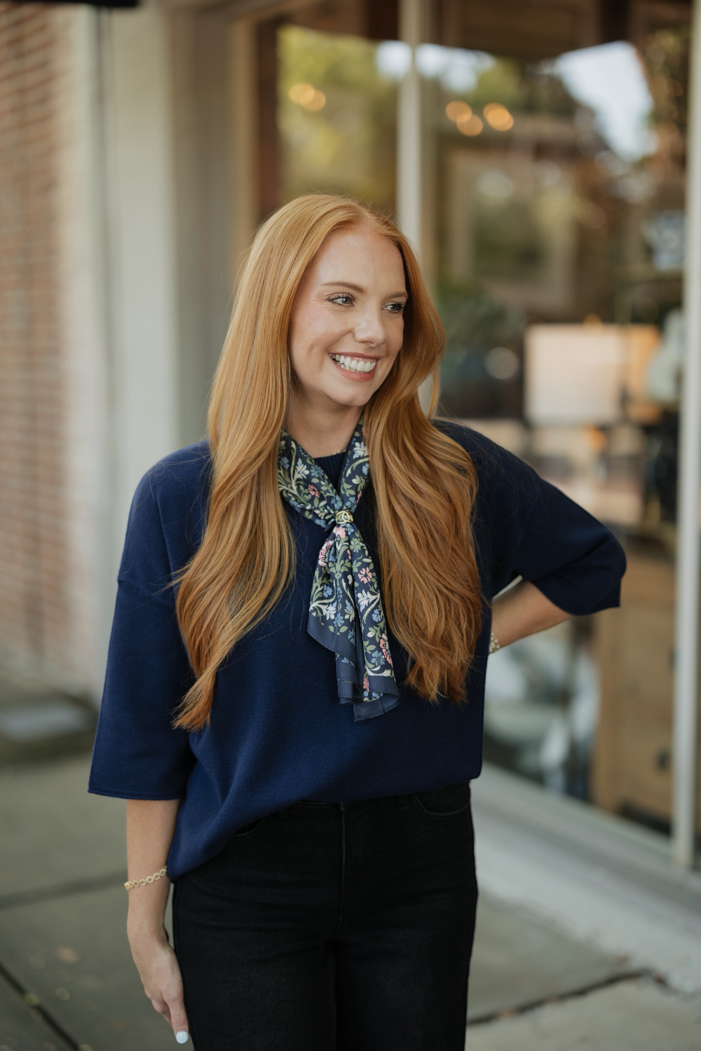 Navy Oversized Short Sleeve Knit Sweater