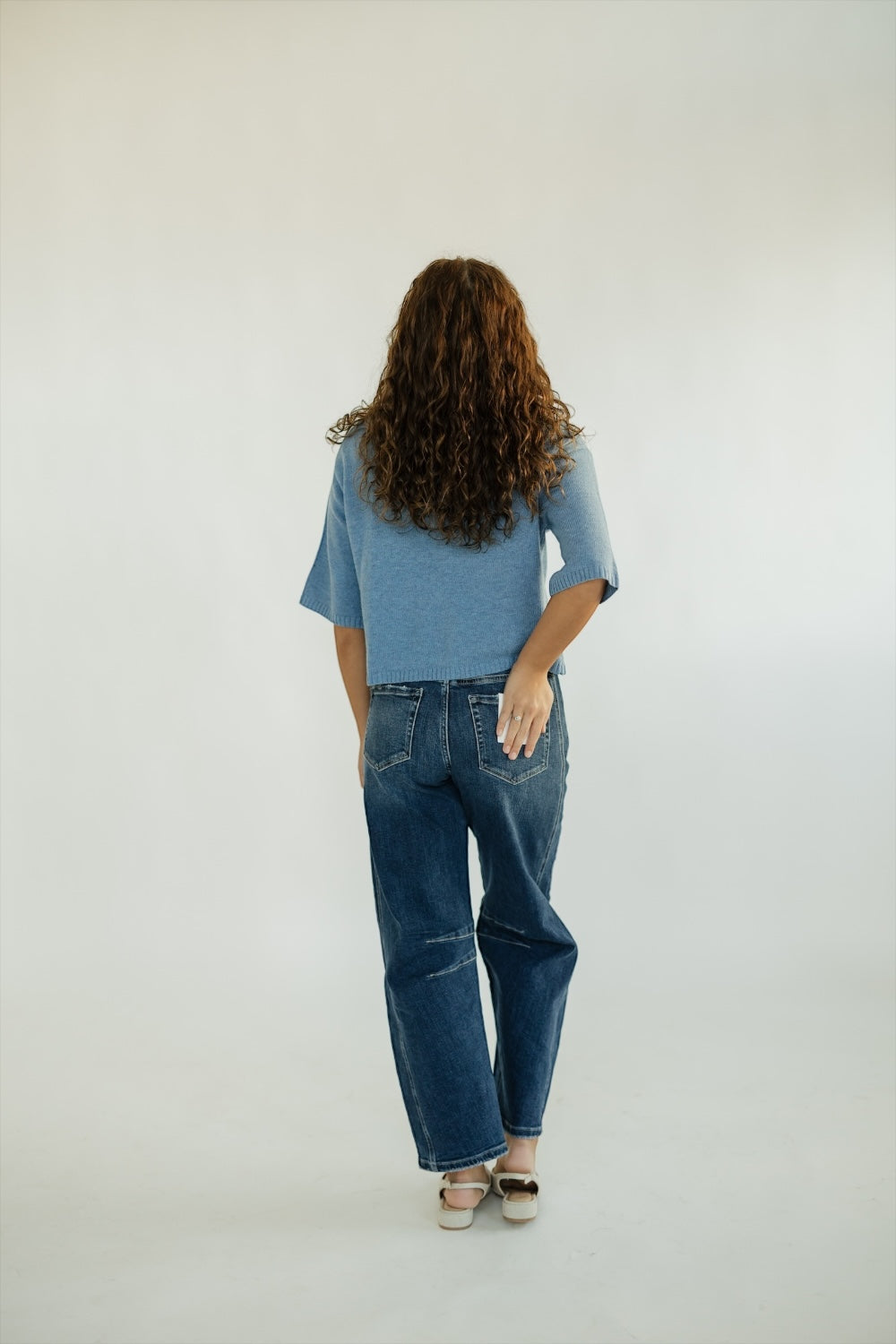 Dark Wash High Rise Barrel Jean