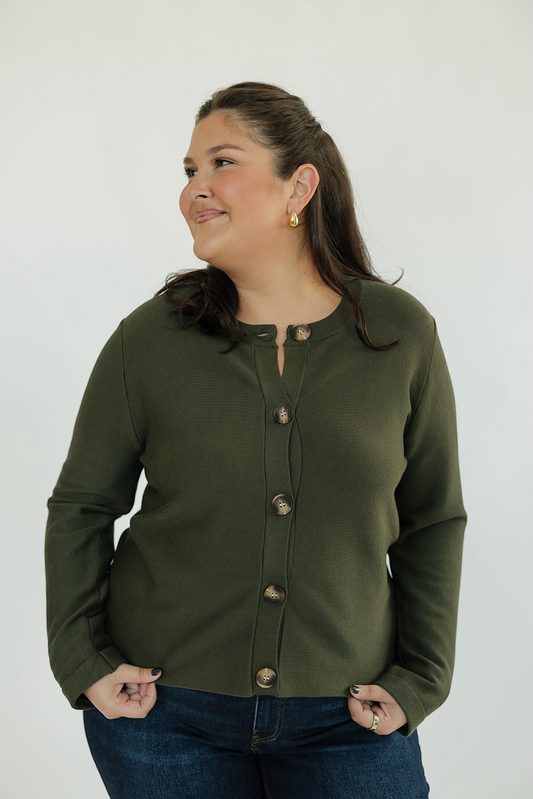 Olive Brown Knit Cardigan (S-XL)
