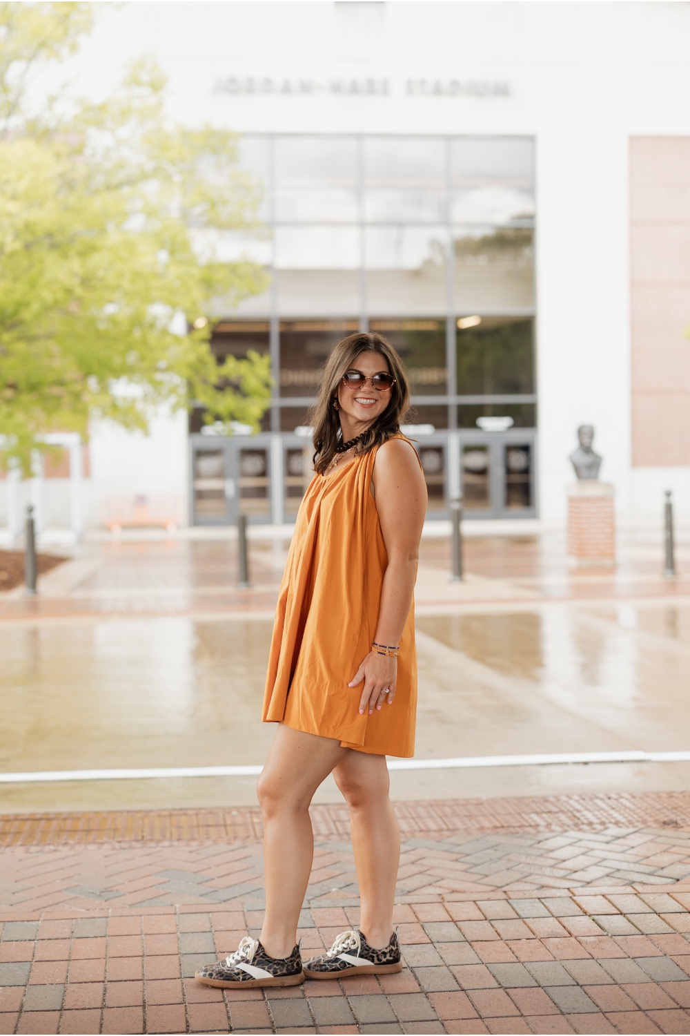 Caroline Orange A Line Mini Dress