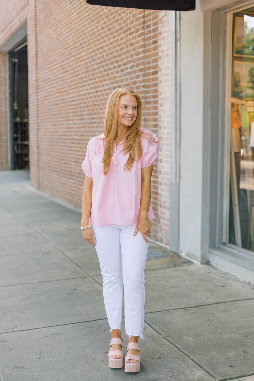 Camille Pink Pinstripe Top (S-3XL)