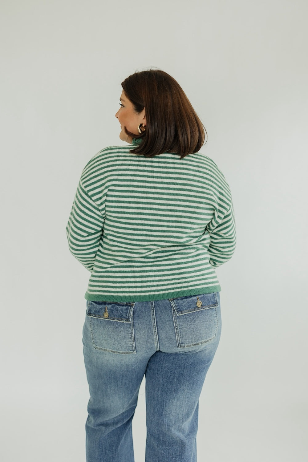 Stacie Green Striped Cardigan (S-3XL)