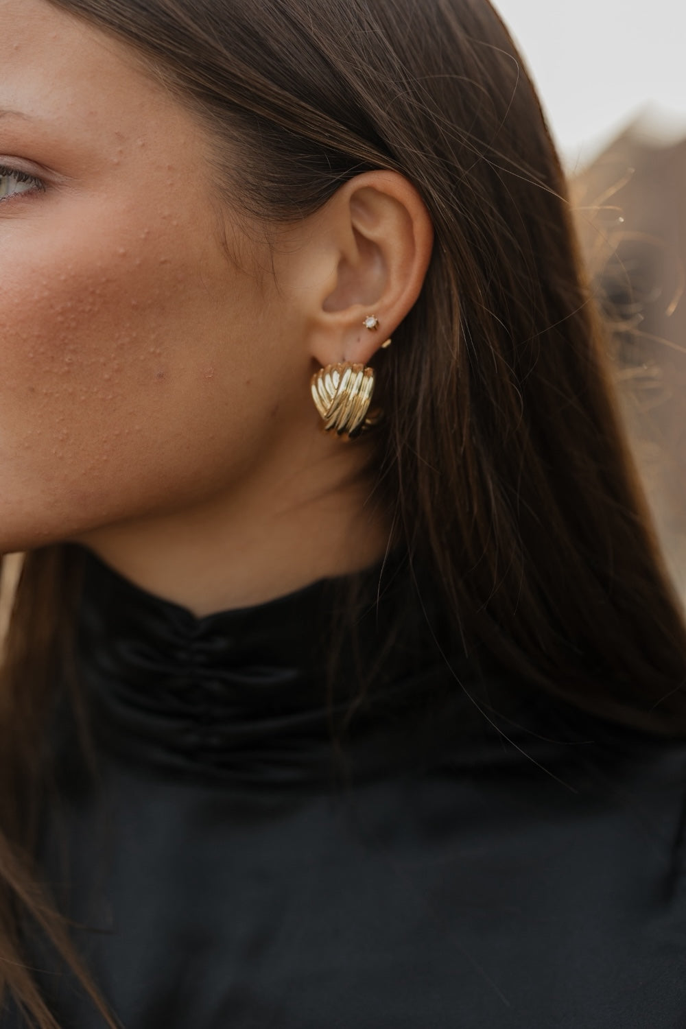 Textured X Shape Earrings