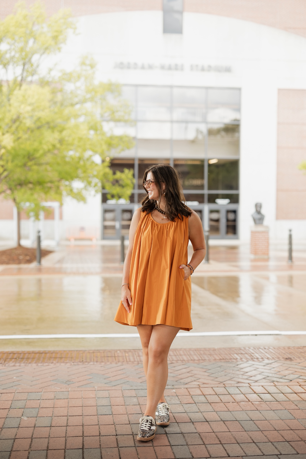 Caroline Orange A Line Mini Dress