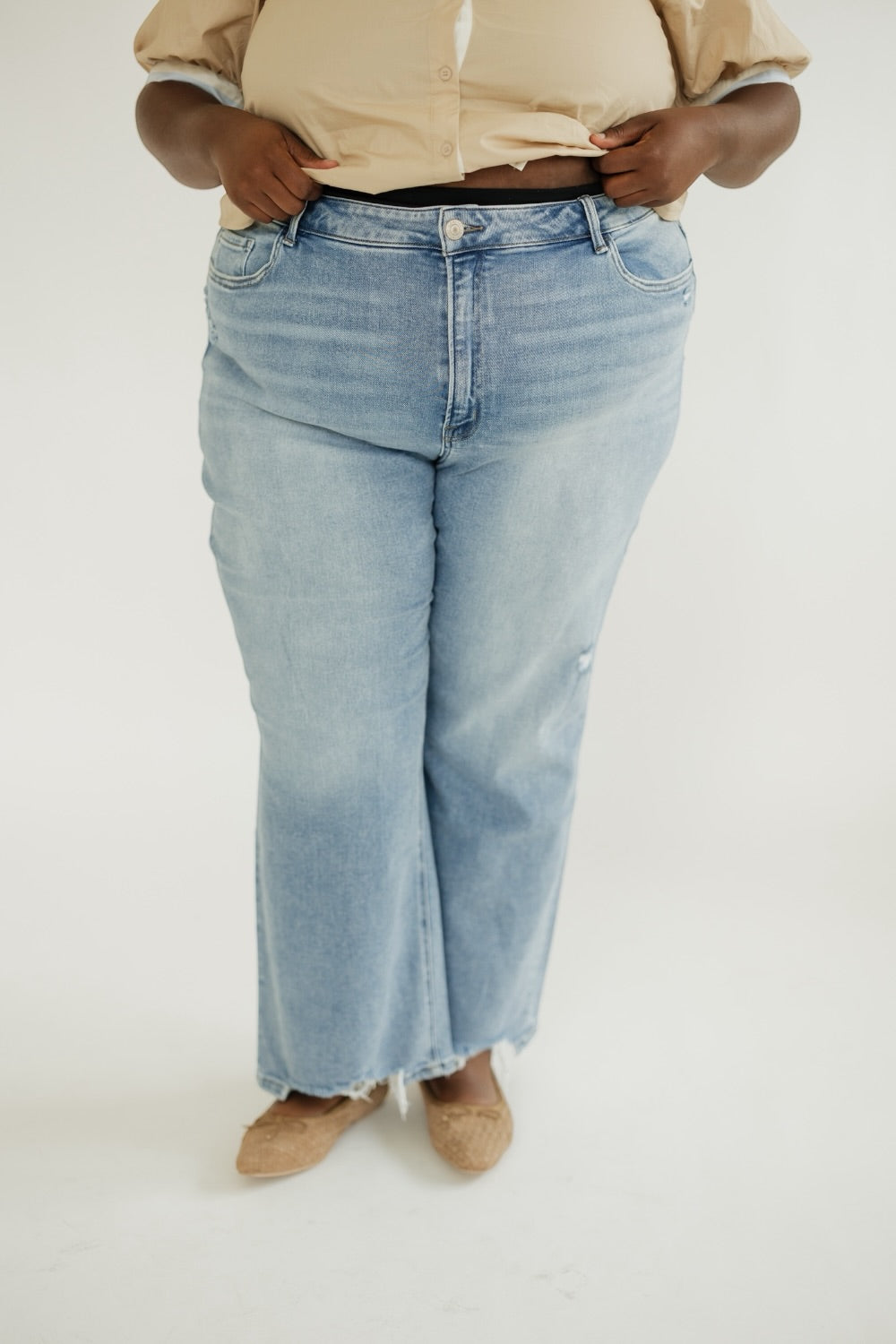 High Rise Slim Wide Light Wash Jean (0-22)