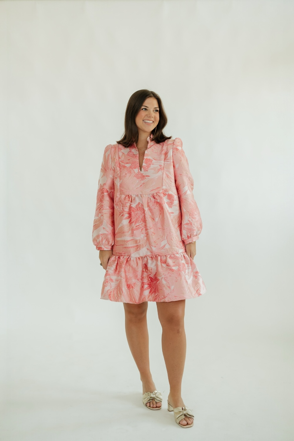 Claire Pink Jacquard Mini Dress