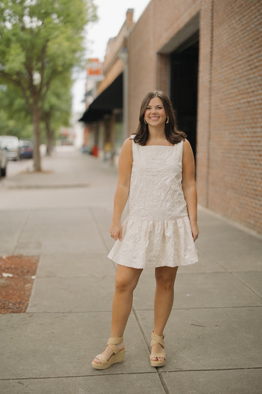 Ivory Square Neck Mini Shift Dress