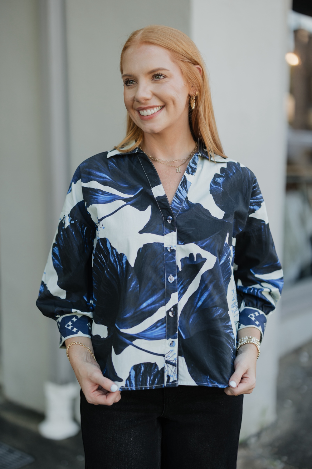 Elsa Indigo Lillies Top (XS-XL)