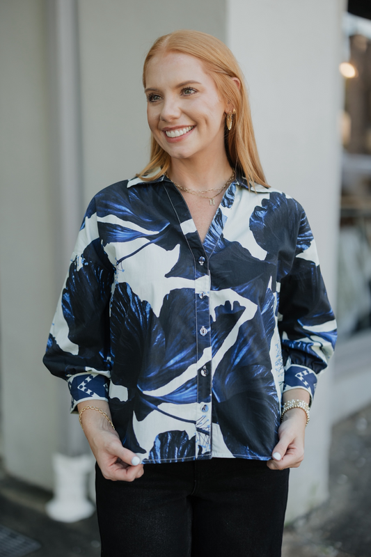 Elsa Indigo Lillies Top (XS-XL)