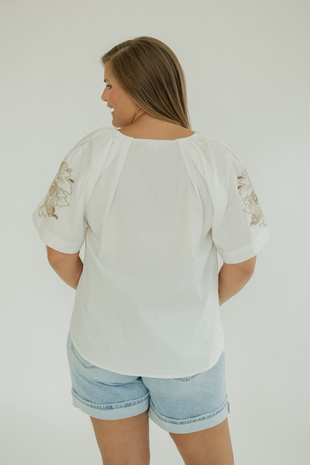 Lilly White Embroidered Sleeve Blouse (S-3XL)