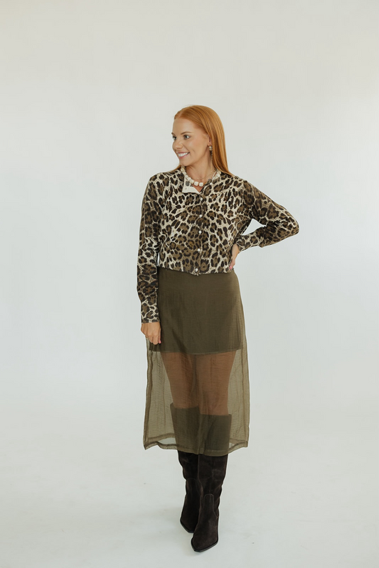 Meera Olive Sheer Skirt